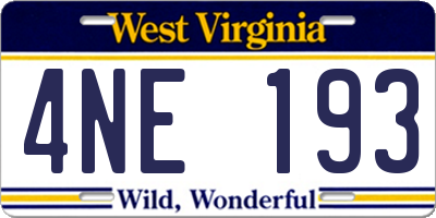 WV license plate 4NE193