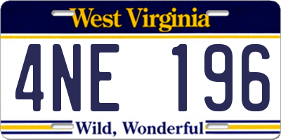 WV license plate 4NE196