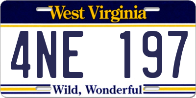 WV license plate 4NE197