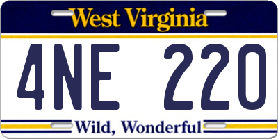 WV license plate 4NE220