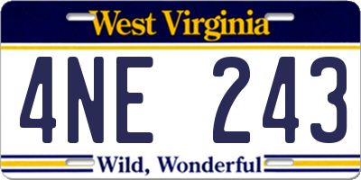 WV license plate 4NE243