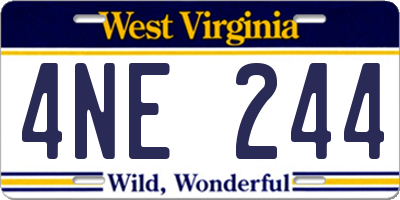 WV license plate 4NE244