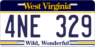 WV license plate 4NE329