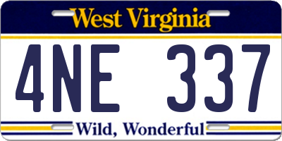 WV license plate 4NE337