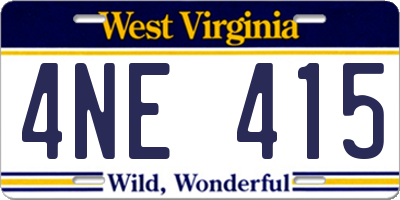 WV license plate 4NE415
