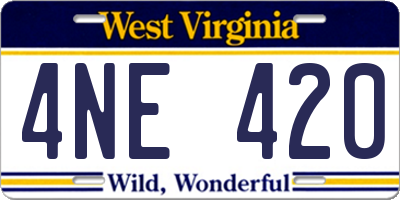 WV license plate 4NE420