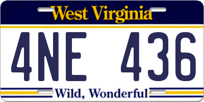 WV license plate 4NE436