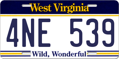 WV license plate 4NE539