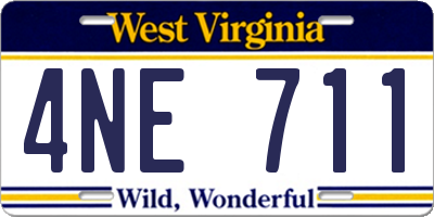 WV license plate 4NE711