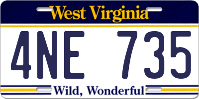 WV license plate 4NE735