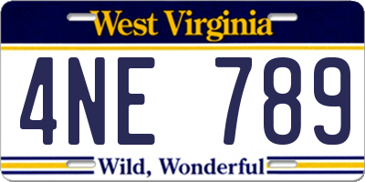 WV license plate 4NE789