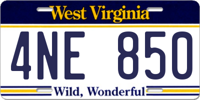 WV license plate 4NE850