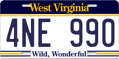 WV license plate 4NE990