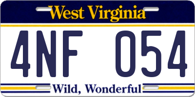 WV license plate 4NF054