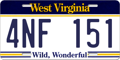 WV license plate 4NF151