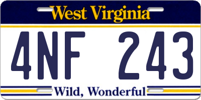 WV license plate 4NF243