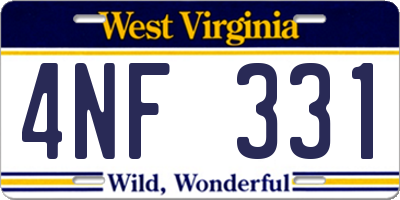 WV license plate 4NF331