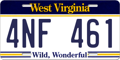 WV license plate 4NF461