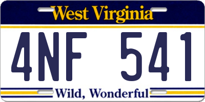 WV license plate 4NF541