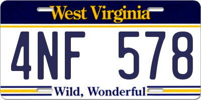 WV license plate 4NF578
