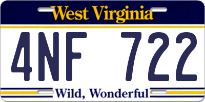 WV license plate 4NF722