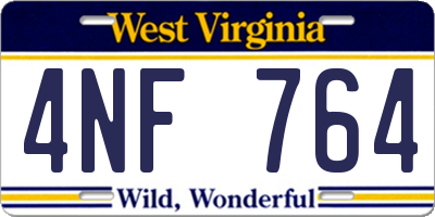 WV license plate 4NF764