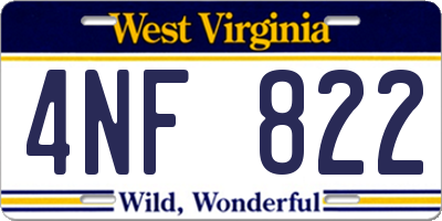 WV license plate 4NF822