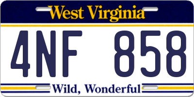 WV license plate 4NF858