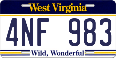 WV license plate 4NF983
