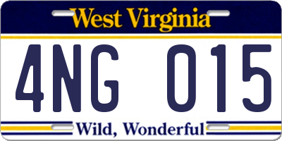 WV license plate 4NG015