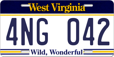 WV license plate 4NG042