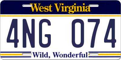 WV license plate 4NG074