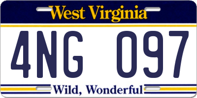WV license plate 4NG097