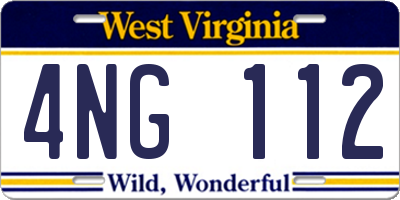 WV license plate 4NG112
