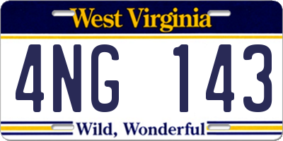 WV license plate 4NG143