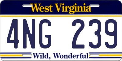WV license plate 4NG239
