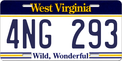 WV license plate 4NG293