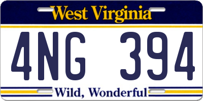 WV license plate 4NG394