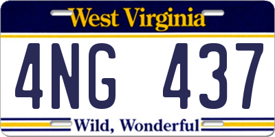WV license plate 4NG437