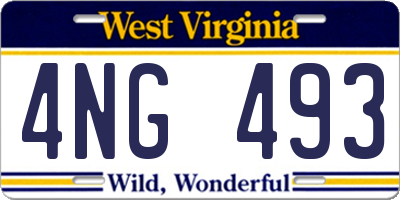 WV license plate 4NG493