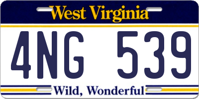 WV license plate 4NG539