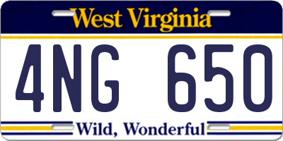 WV license plate 4NG650