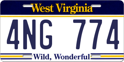 WV license plate 4NG774