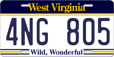 WV license plate 4NG805