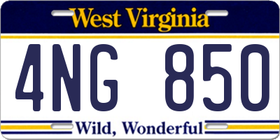 WV license plate 4NG850