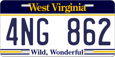WV license plate 4NG862
