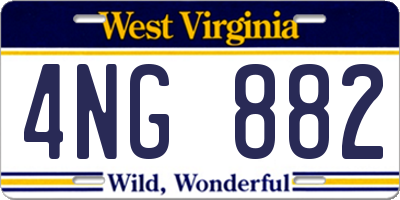 WV license plate 4NG882