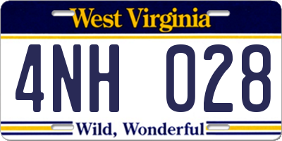 WV license plate 4NH028