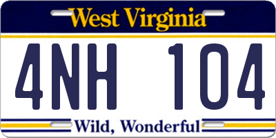 WV license plate 4NH104