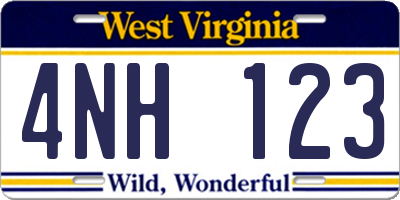 WV license plate 4NH123